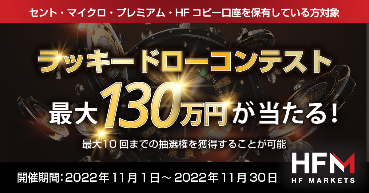 HF Markets 取引で最大130万円が当たる！ラッキードローコンテスト