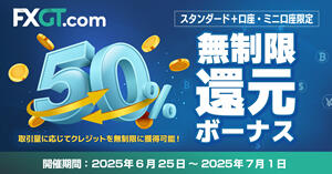 FXGT 取引でもらえる！スプレッド50％還元ボーナス
