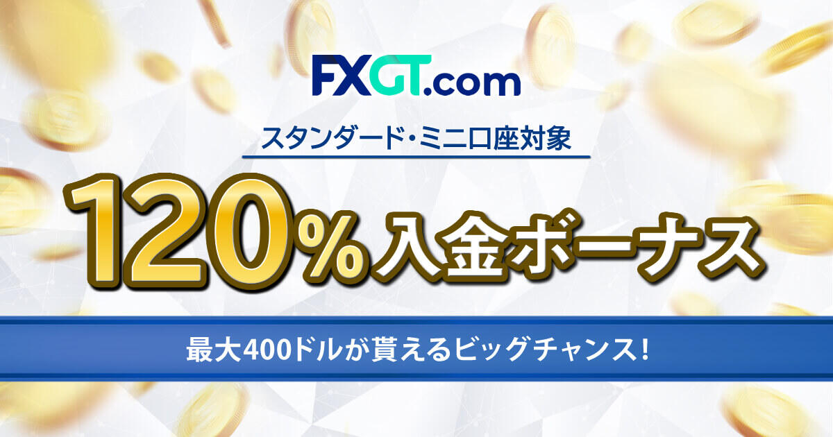 FXGT 120％Welcome入金ボーナス