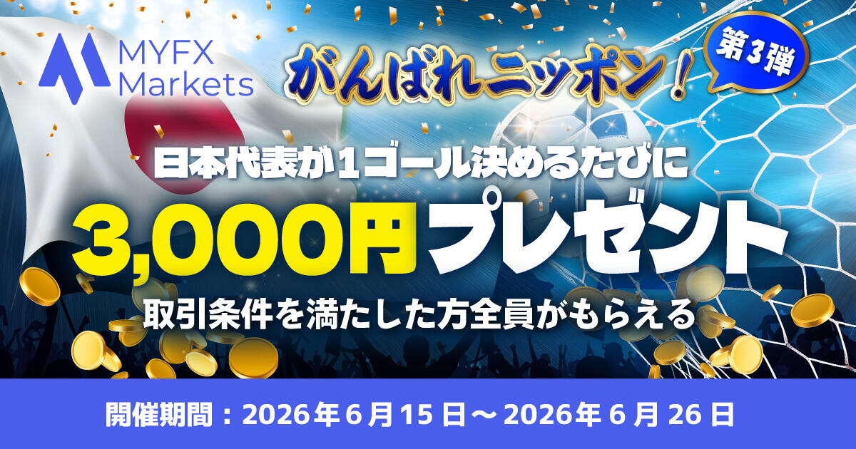 MYFX Markets がんばれニッポンキャンペーン第3弾！日本代表が1ゴール決めるたびに3,000円プレゼント