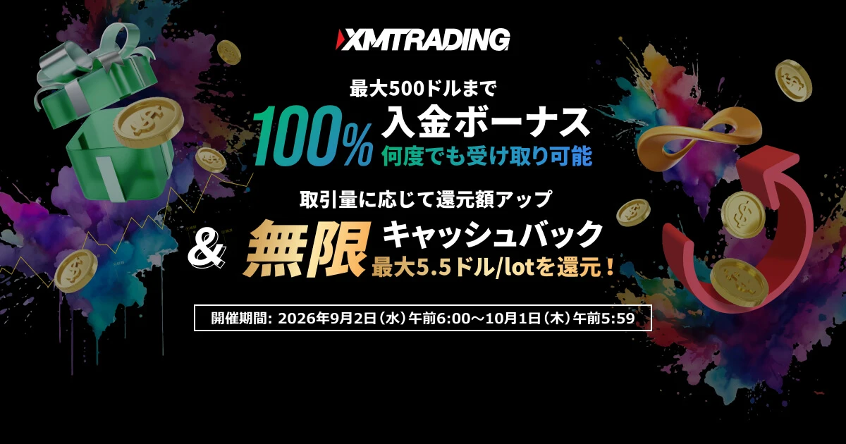 XMで無限CB＋100％入金ボーナス同時開催！