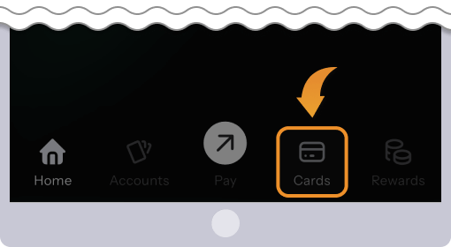 アプリ右下にあるCardsをタップする