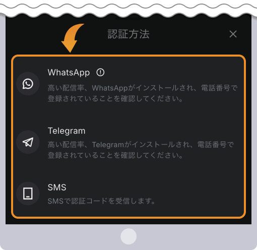 認証方法の選択