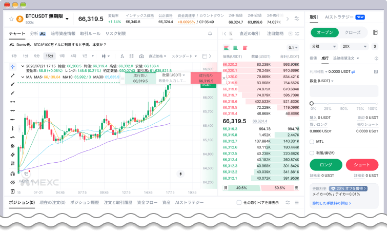 MEXC先物取引銘柄選択