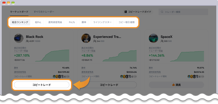 リードトレーダー選択画面