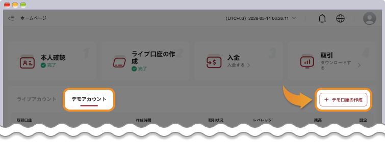 EBCデモ口座の作成