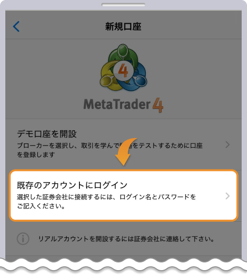 既存のアカウントにログイン