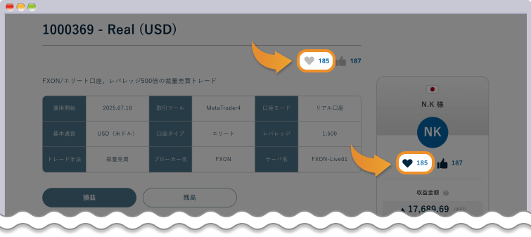 お気に入りのポートフォリオといいね