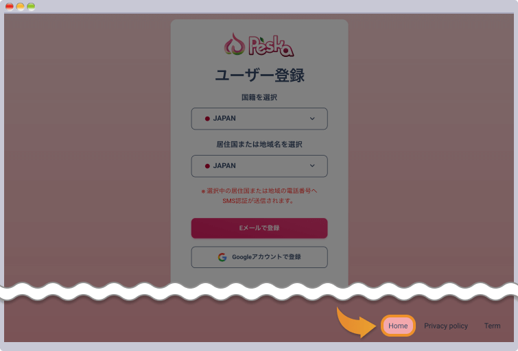 Peskaのページが開かれる