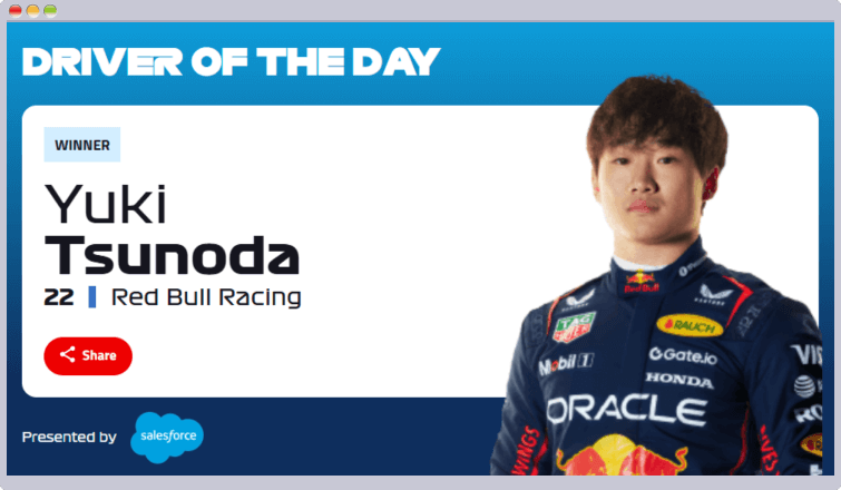 ドライバー・オブ・ザ・デイに選出