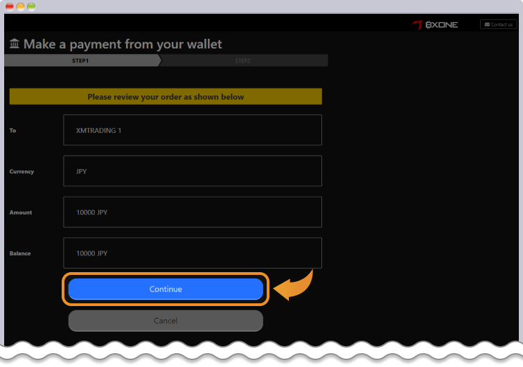 Continueをクリック