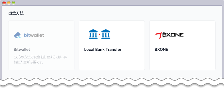 オンラインウォレットで入金した場合の出金方法