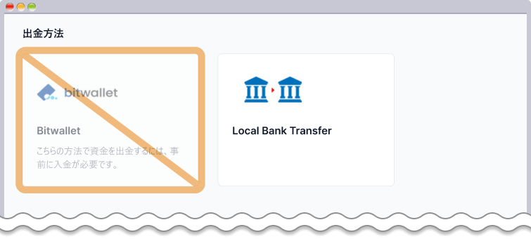 XM会員ページ-bitwalletの選択肢が非表示